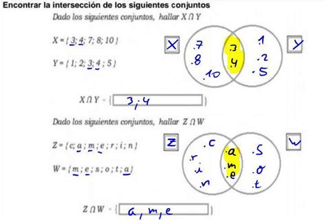 encontrar la intersección de los siguientes conjuntos Brainly lat