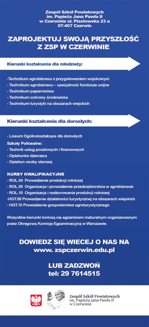 Zsp Im Papie A Jana Paw A Ii W Czerwinie W Roku Szkolnym