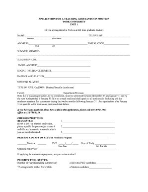 Fillable Online Yorku Blanket Application Form Pdf York University