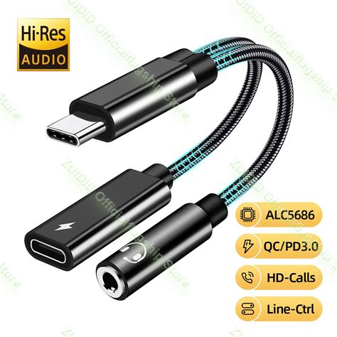 USB C Zu 3 5mm Typ C DAC Aux Audio Adapter 2in1 PD60W Schnelle Lade