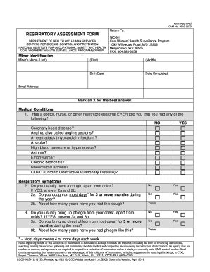 Fillable Online Cdc Respiratory Assessment Form Respiratory Assessment