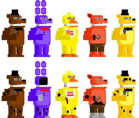 Fnaf Unwithered Withered Animatronic Sprites By Dahooplerzman On