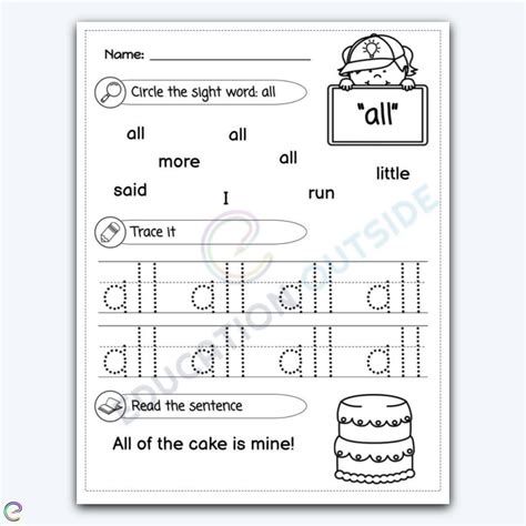 All Sight Word Find Trace And Read Activity Page