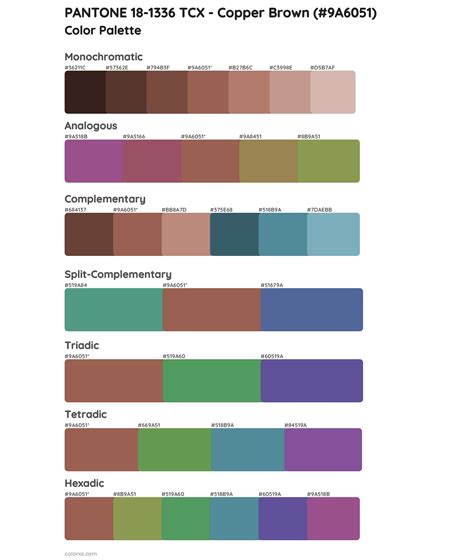 Pantone Tcx Copper Brown Color Palettes Colorxs