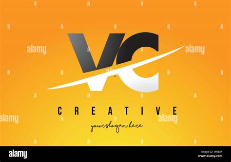 Vc V C Letter Modern Logo Design With Swoosh Cutting The Middle Letters