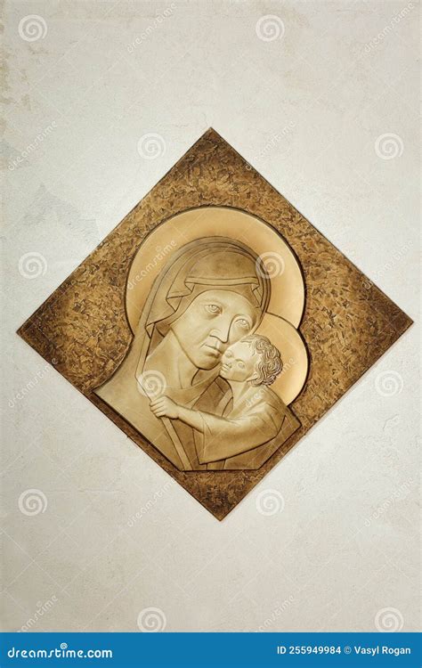 Relief Scupture Of Madonna And Child Depiction Of The Virgin Mary