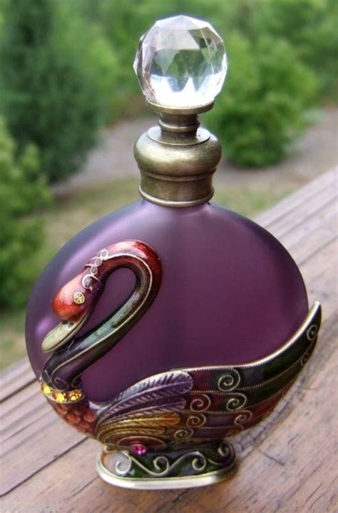 Belaquadros Antique Enamel Jeweled Swan Perfume Bottle Perfume