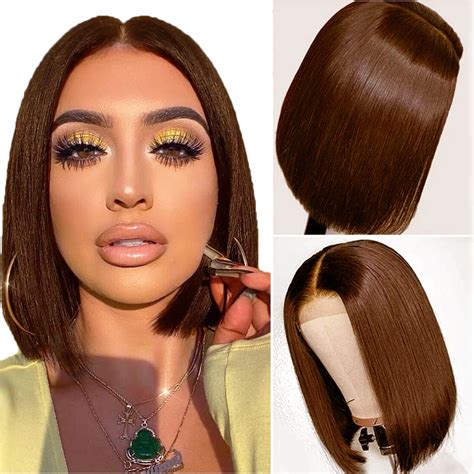 Bob Lace Front Human Hair Wigs For Women 10 14inch Brazilian Straight