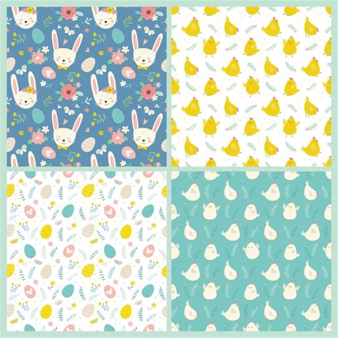 Premium Vector Set Of Easter Seamless Patterns