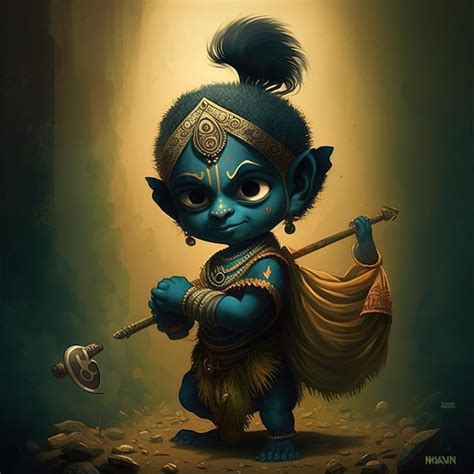 Premium Photo | Illustration of happy janmashtami. cute baby krishna ...