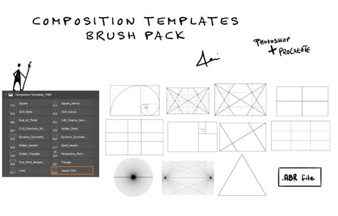 Composition Templates Brush Pack (Photoshop & Procreate)