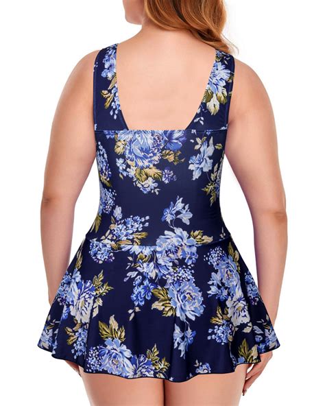 Plus Size One Piece Swimdress Swimsuits For Women Tummy Control Skirt