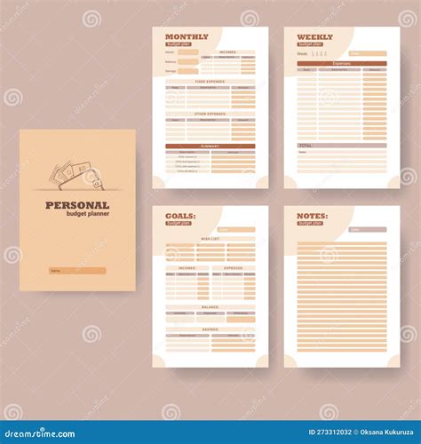 Printable Personal Monthly Budget Planner, Vector Illustration. Stock ...