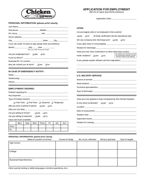 Chick Fil A Job Application Form Printable Printable Forms Free Online