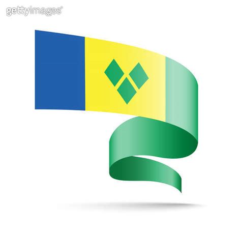 Saint Vincent And The Grenadines Flag In The Form Of Wave Ribbon