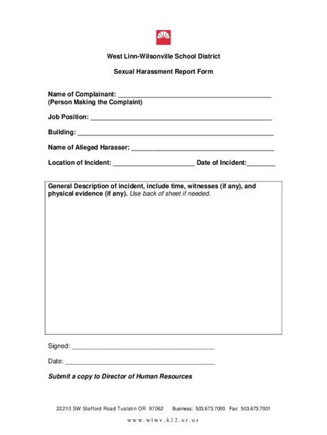 Fillable Online Sexual Harassment Complaint Form Fax Email Print Pdffiller