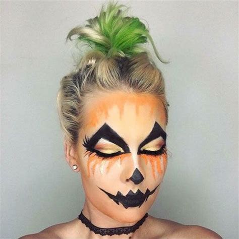 Scary Pumpkin Jack O Lantern Halloween Makeup Look In 2022 Halloween Pumpkin Makeup