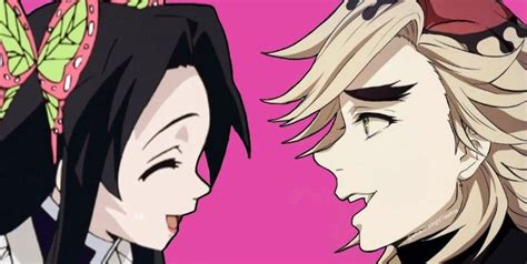 Two Anime Characters Facing Each Other With Pink Background