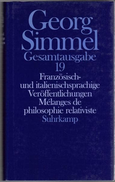 Georg Simmel Gesamtausgabe Bd Franz Sisch Und Italienisch