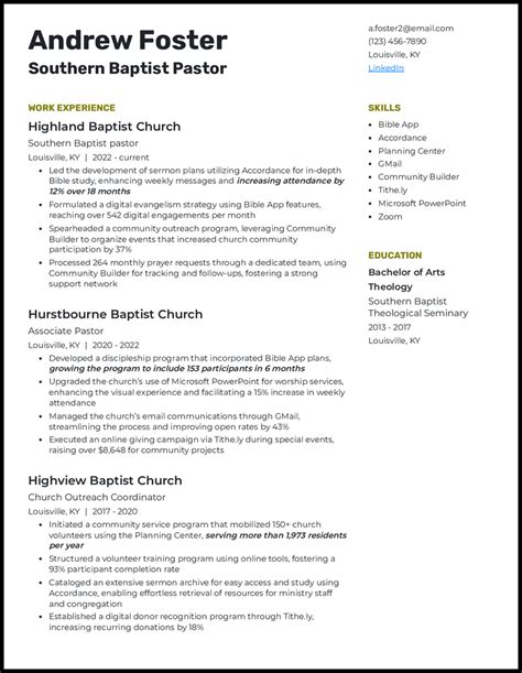 7 Pastor Resume Examples That Got The Job In 2024