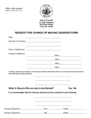 Fillable Online REQUEST FOR CHANGE OF MAILING ADDRESS FORM Fax Email