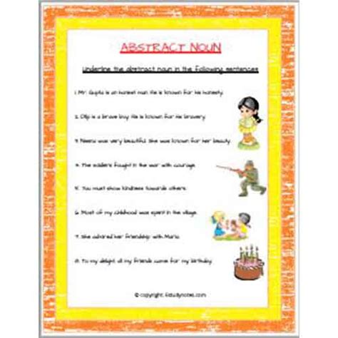 Abstract noun worksheet | Live Worksheets - Worksheets Library