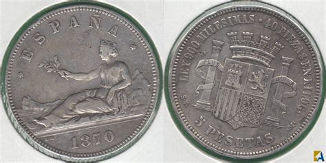 GOBIERNO PROVISIONAL 5 PESETAS DE 1870 70 8