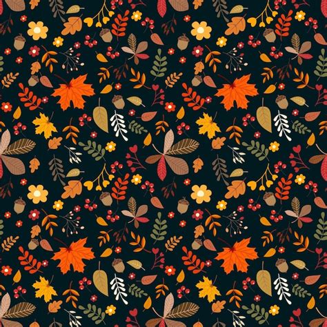 Premium Vector Vector Seamless Pattern Of Autumn Leaves Branches And