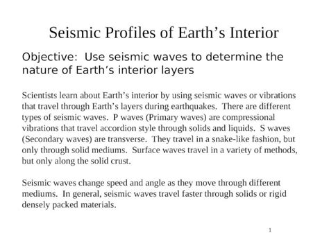 PPT Seismic Profiles Of Earths Interior DOKUMEN TIPS