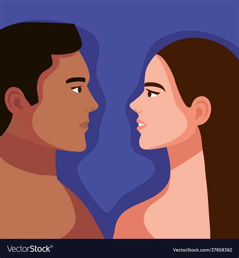 Interracial Couple Shirtless Royalty Free Vector Image