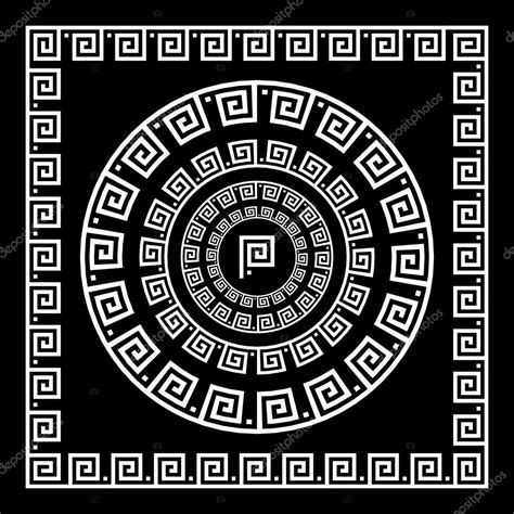 Greek Ornament Circle Ornament Meander Round Frame Rosette Of