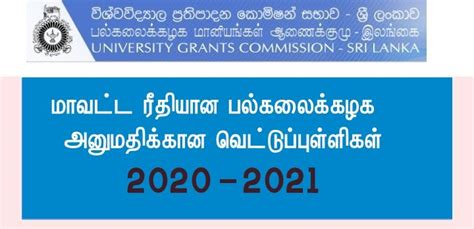 2020 A L District Wise Z Score Cut Off Marks UNIVERSITY ADMISSION