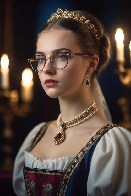 Premium Photo A Pretty European Girl In An Ancient Clothes And Glasses