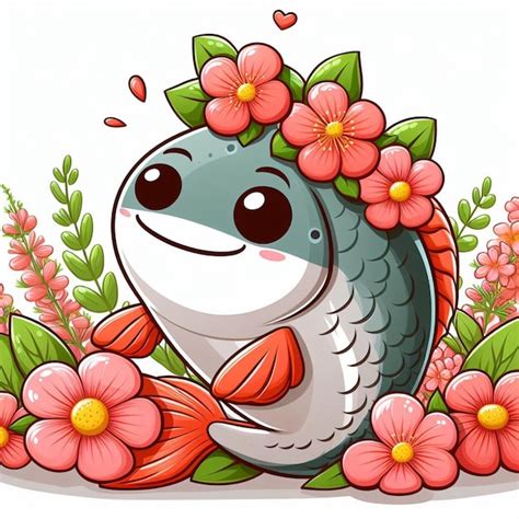 Premium Vector Cute Salmon Fish Vector Cartoon Illustration