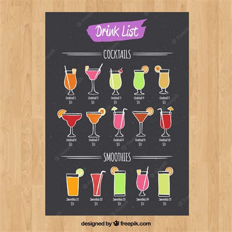 Free Vector Hand Drawn Cocktail Menu Template