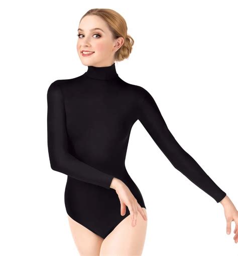 Women Long Sleeve High Neck Leotard Gymnastics Ballet Dance Leotard