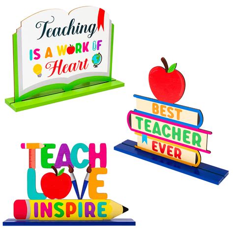 Buy Haooryx 3 Pieces Teacher Appreciation Wooden Centerpiece Best