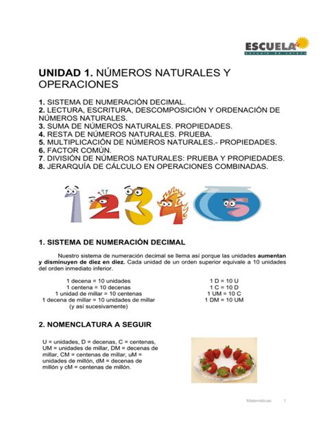 Unidad N Meros Naturales Y Operaciones