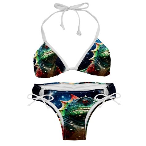 Starry Dinosaur Adjustable Strap Detachable Sponge Bikini Set Two