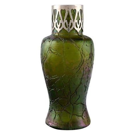 Pallme König Art Nouveau Vase In Green Art Glass App 1900 For Sale At 1stdibs