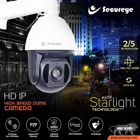 IP Camera With High Speed Dome PTZ Feature Secureye Dome Camera