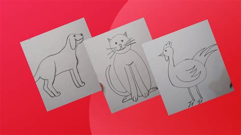 Easy Animal Drawing Techniques For Kids Drawing Of Dog Cat And