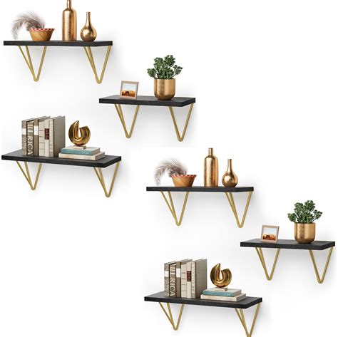 Amazon Amada Homefurnishing Floating Shelves Set Of Black Wall