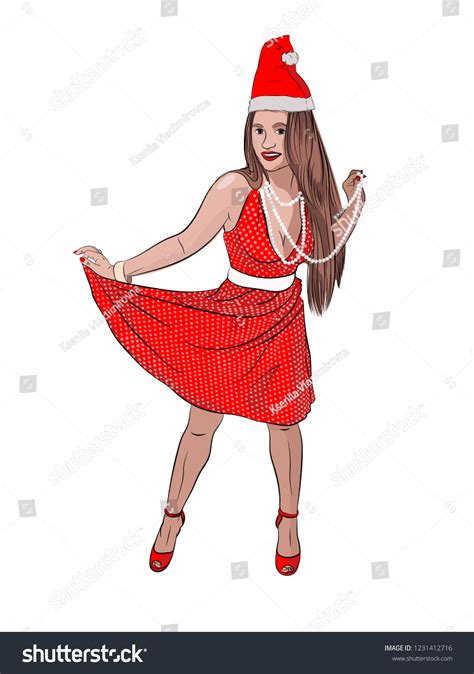 Santa Claus Sexy Woman Christmas Hat Stock Vector Royalty Free 1231412716 Shutterstock