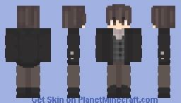 vintage boy brown coat jacket brown hair plaid shirt Minecraft Skin