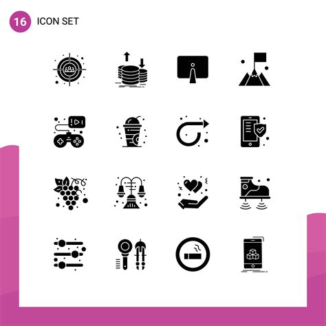 Pictogram Set Of Simple Solid Glyphs Of User Interface Income Flag