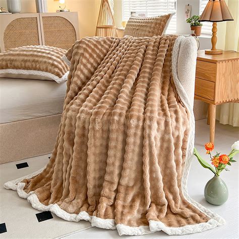 SSZMDLB Prime Day Deals Home Essential Soft Bubble Fleece Blanket Warm