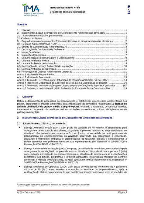 PDF Instrução Normativa Nº 69 Criação de animais confinados 69 69 pdf