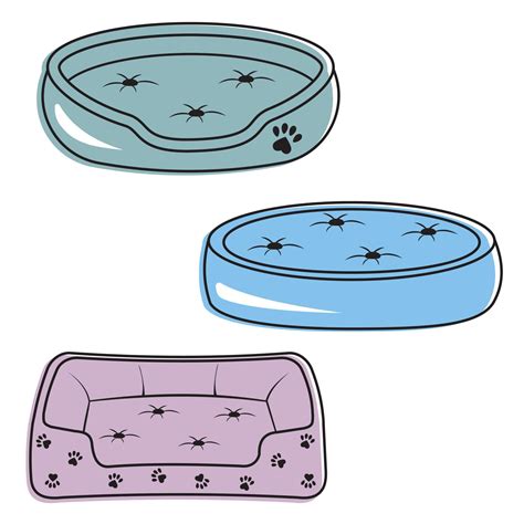 set of bed for dogs and cats, color isolated vector illustration ...