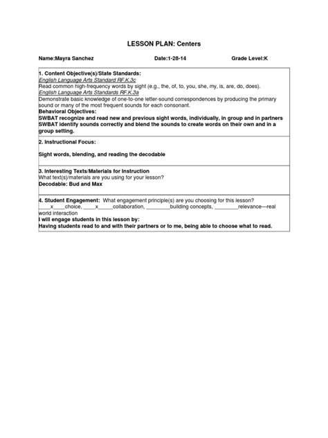 Blank 2 Pdf Lesson Plan Applied Psychology